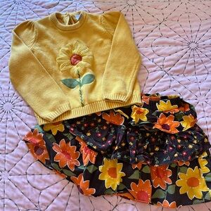 Gymboree Sunflower sweater and skirt outfit